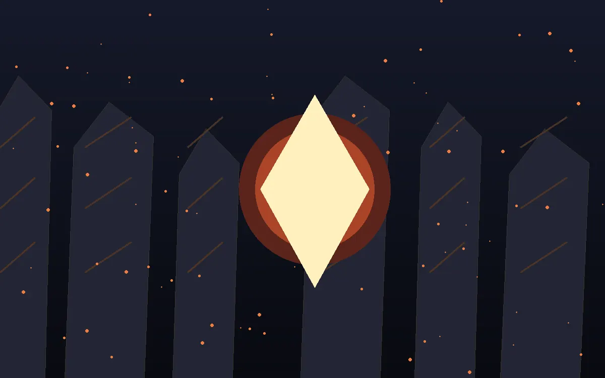 An original glowing spark illustration surrounded by dark fractured timber.