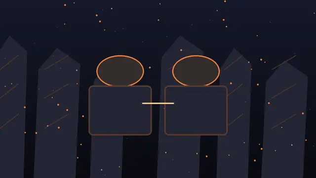 An original illustration of two wooden vessels connected by a line of light.