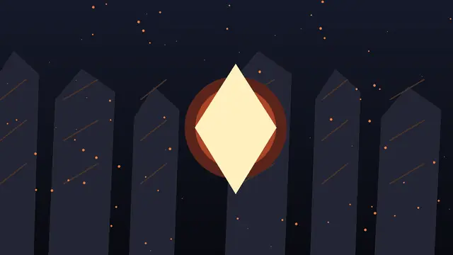 An original bright spark illustration inside a dark timber ruin.